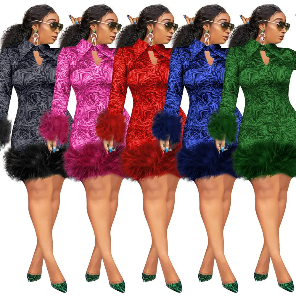 

20930-MX40 sexy woman with feathers 5xl plus size dresses club sehe fashion