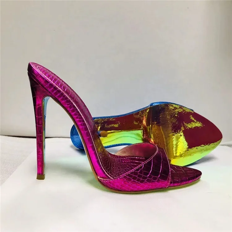

Luxury crco ladies women shoes high heels sandals 2021 slipper mules shoes, Blue,pink,gold,green,customize color