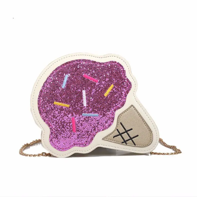 

2021 New style ice cream shape girls shoulder bag, As picture
