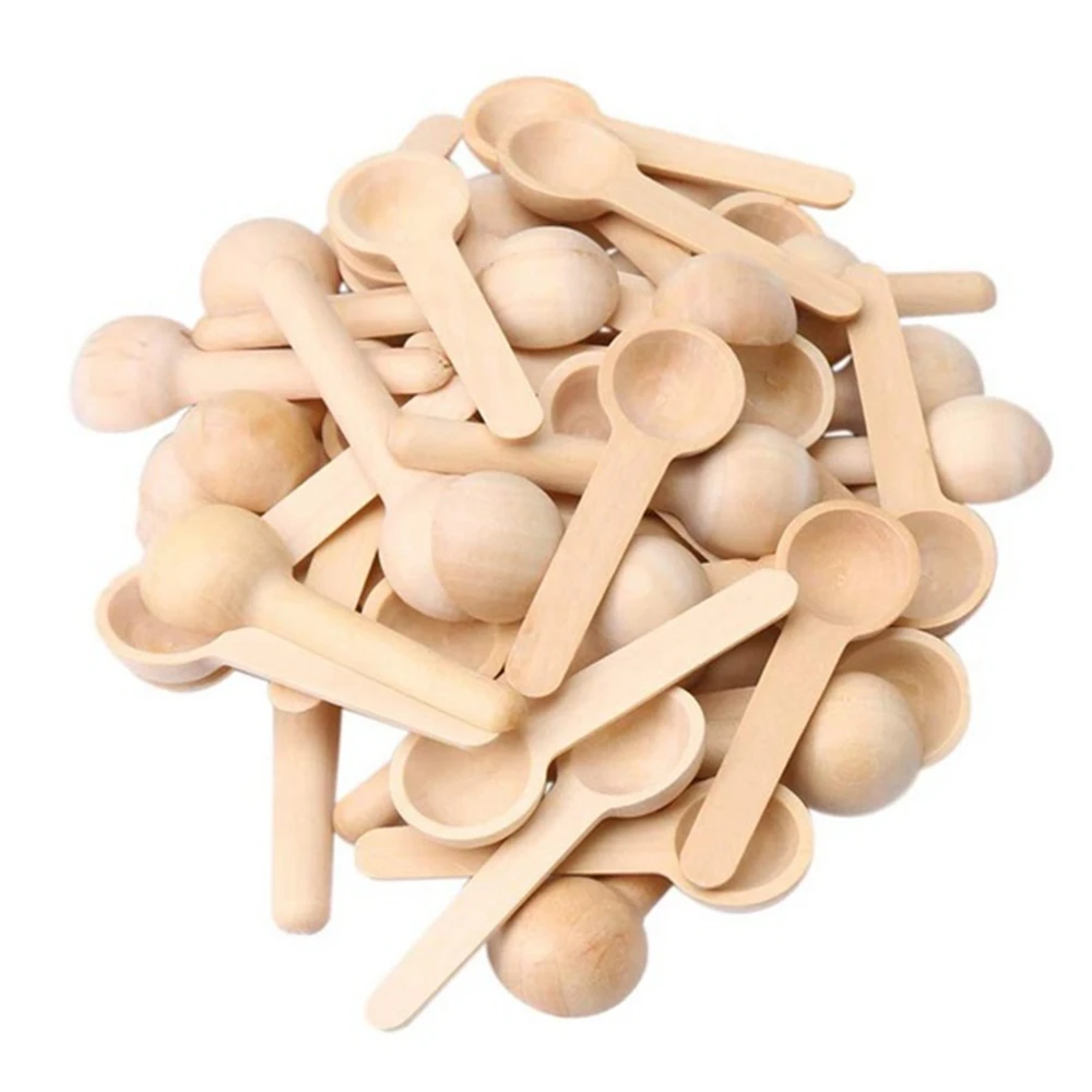 

Mini Wooden Home Kitchen Cooking Spoons Tool Scooper Salt Seasoning Honey Coffee Spoons Pack of 25