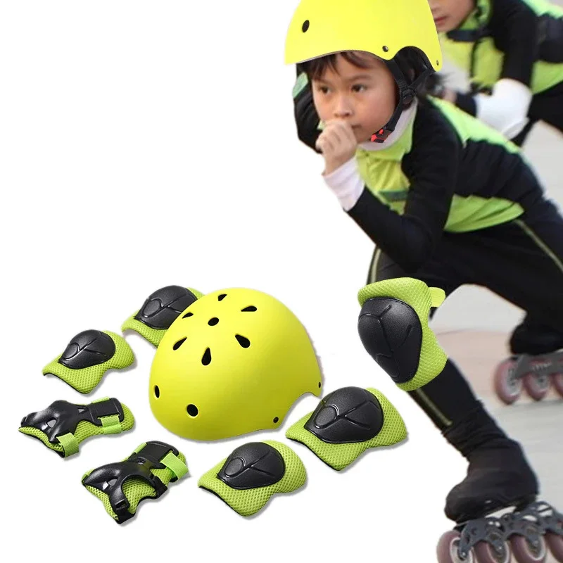 

Child Roller Skating Helmet Knee Wrist Guard Elbow Pad Protection Kids Protective Gear Set, Black, pink, red, blue, green