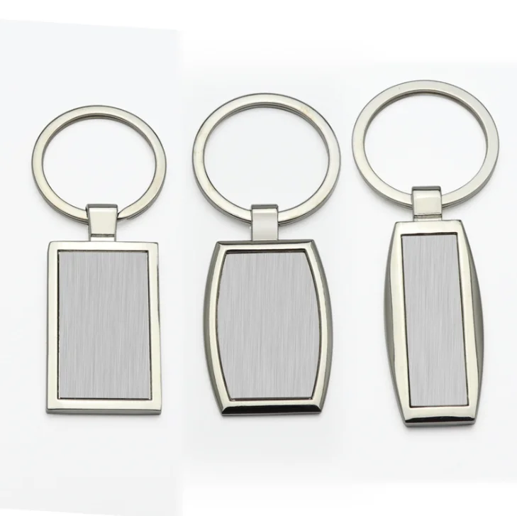 

New Popular Designers Sublimation Rectangle Round Heart Blank Metal Keychain Accessories Custom logo