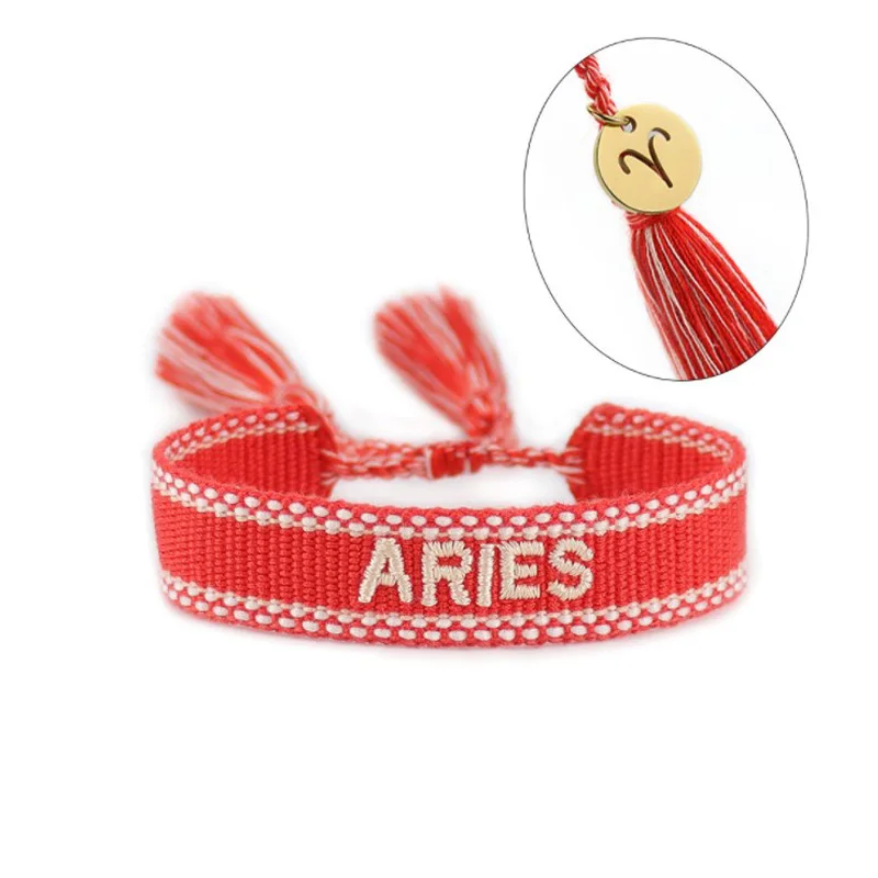 

Personality Rope Women Handmade Woven Twelve Embroidered Zodiac Bracelet