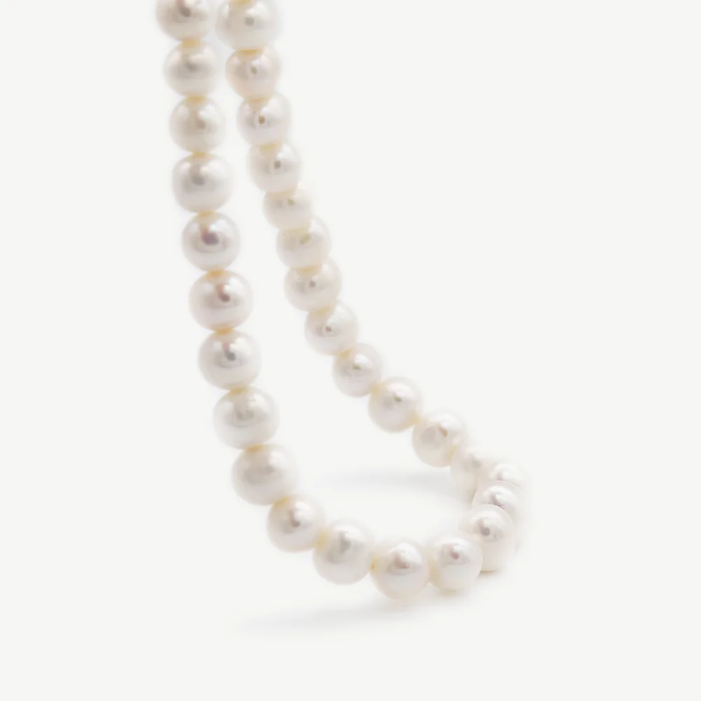 

Chris April in stock 925 sterling silver 18k gold plated freshwater baroque pearl 8mm chain bejewelry necklace