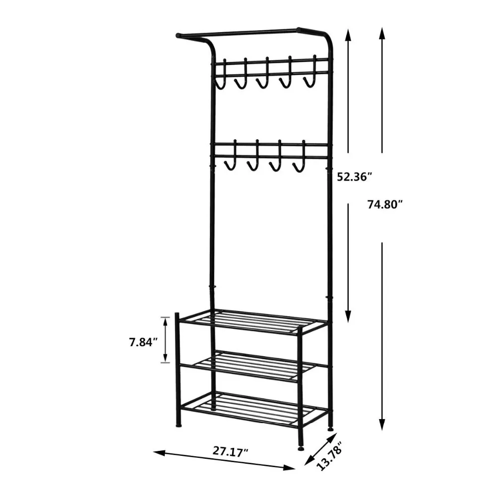Vertical Clothes Hanger Rack Commercial Grade Metal Heavy Duty Black