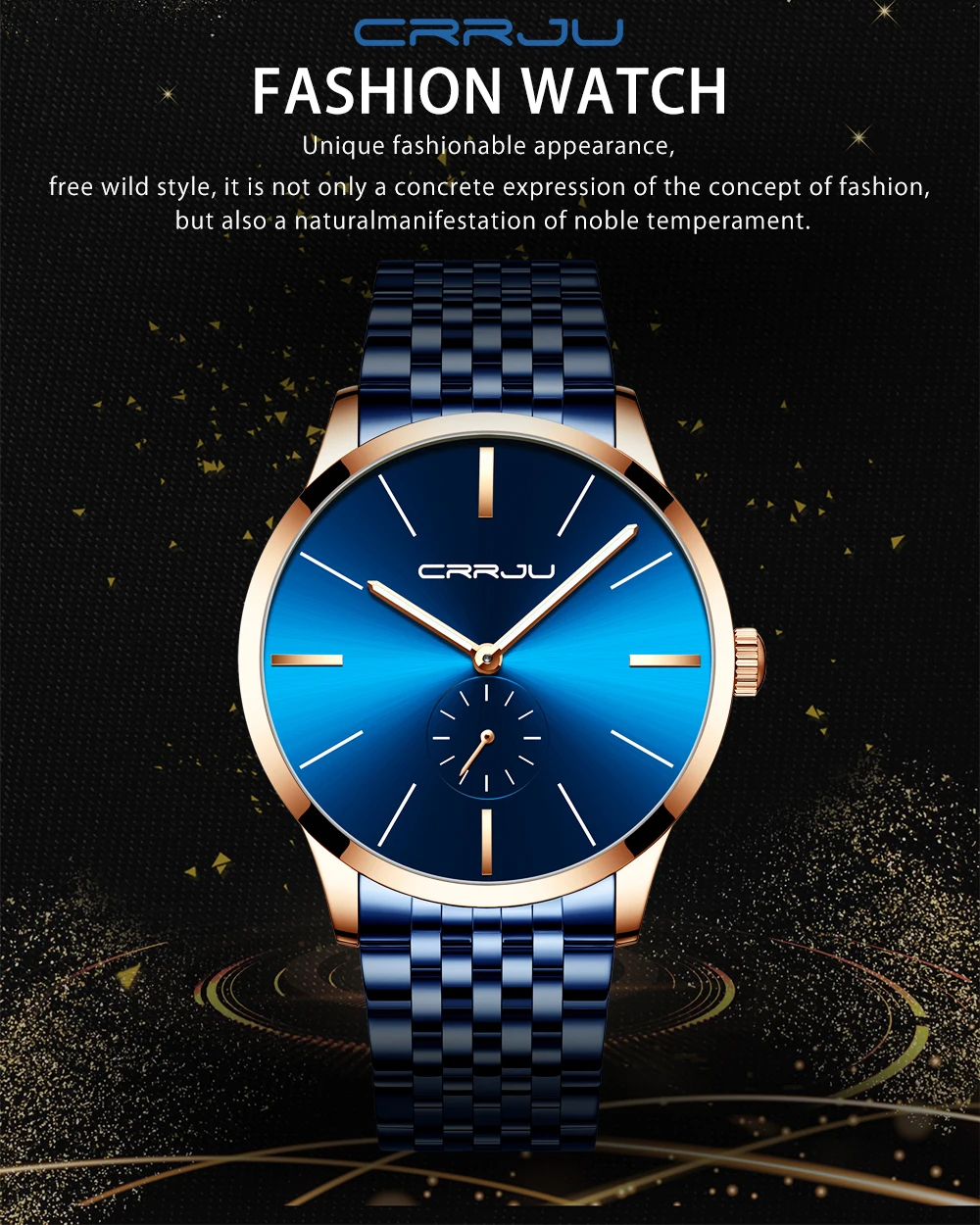 CRRJU 2166 New Mens Watch Classic Business Chronograph Wristwatch Luxury Brand Waterproof Calendar Clock relogio masculino