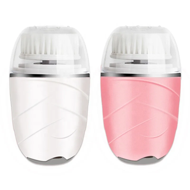 

3 Replaceable Heads Mini Portable Electric Facial Cleanser Face Cleansing Brush Makeup Remover Brush, White, pink, gold