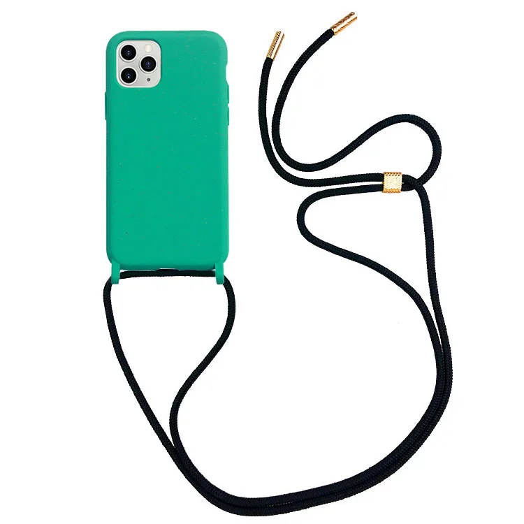 

For iPhone 11 Pro Eco Friendly Necklace Case Bio Degradable Phone Case With Ring, 6color