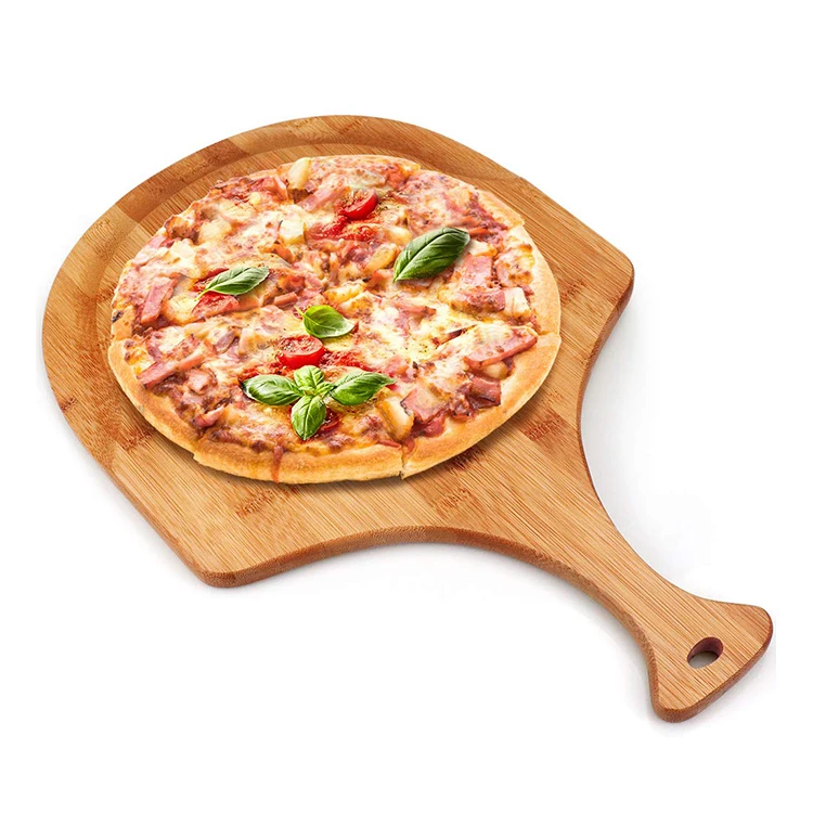 

Wholesale Price Large Handheld Bake Restaurant Service 100% Natural Pizza Board Bamboo