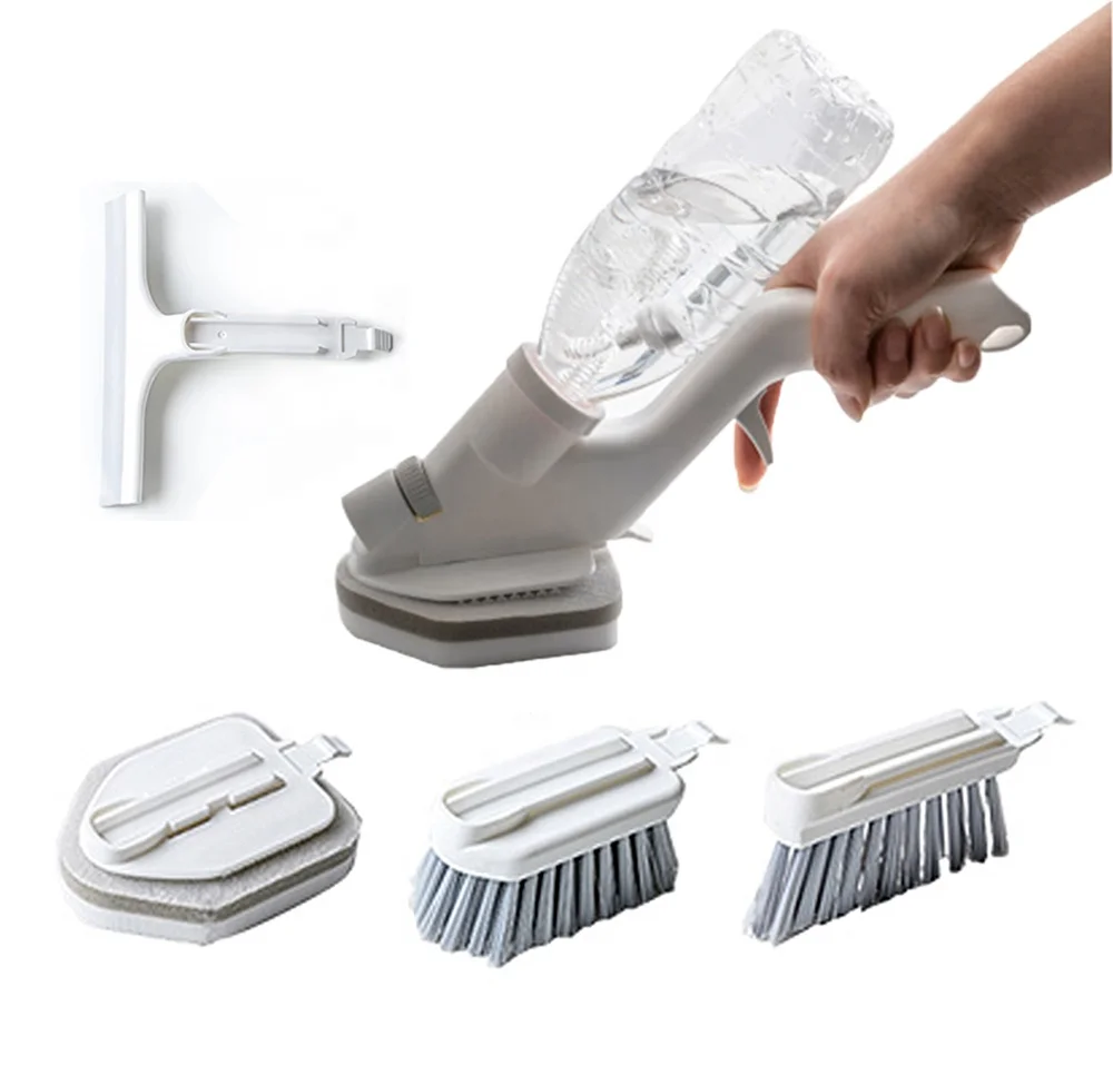 

Kitchen Cleaning Tools Window Wiper Household Sponge Kit Multifunctional Water Spary Washing Brush, White+gray