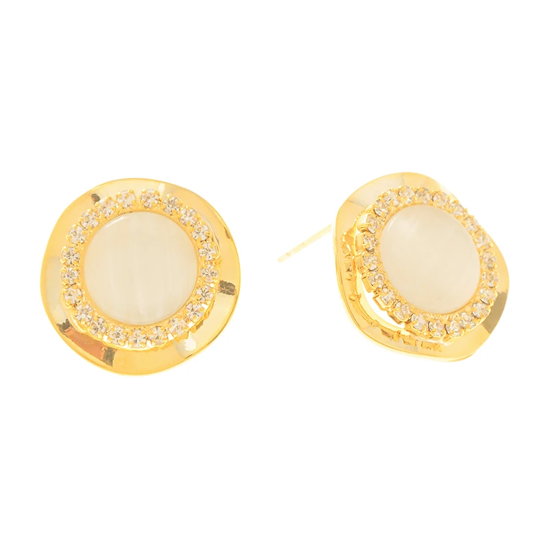 

ED63403 Trendy gold plated women jewelry inlaid diamond opal stud irregular earrings