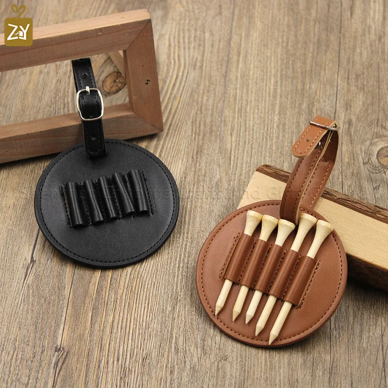 

2022 yy Leather Golf Tee Holder with 3 pcs Wood Tee Golf Leatherette Bag Tag With Tees