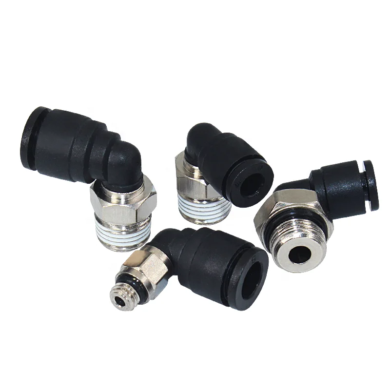 

Pneumatic copper nickel-plated right angle elbow connector PL2/3/4/5/6-M3/M4/M5/M6 mini push-in air hose connectors