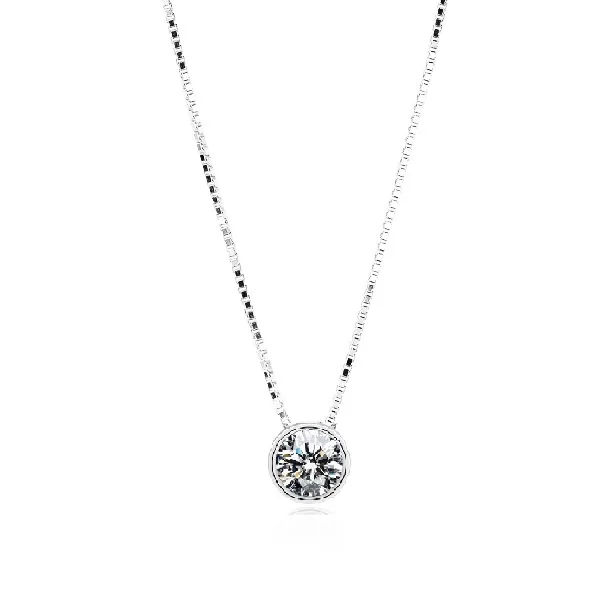 

wholesale 925 silver 18k gold plated boutique single diamond zircon necklace