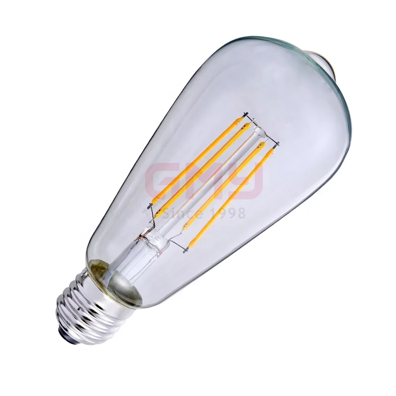 2020 CE RoHS  LED Filament bulb Vintage ST64 220-240V 7.5W 2700K 806lm E27 Ra80  dimmable clear