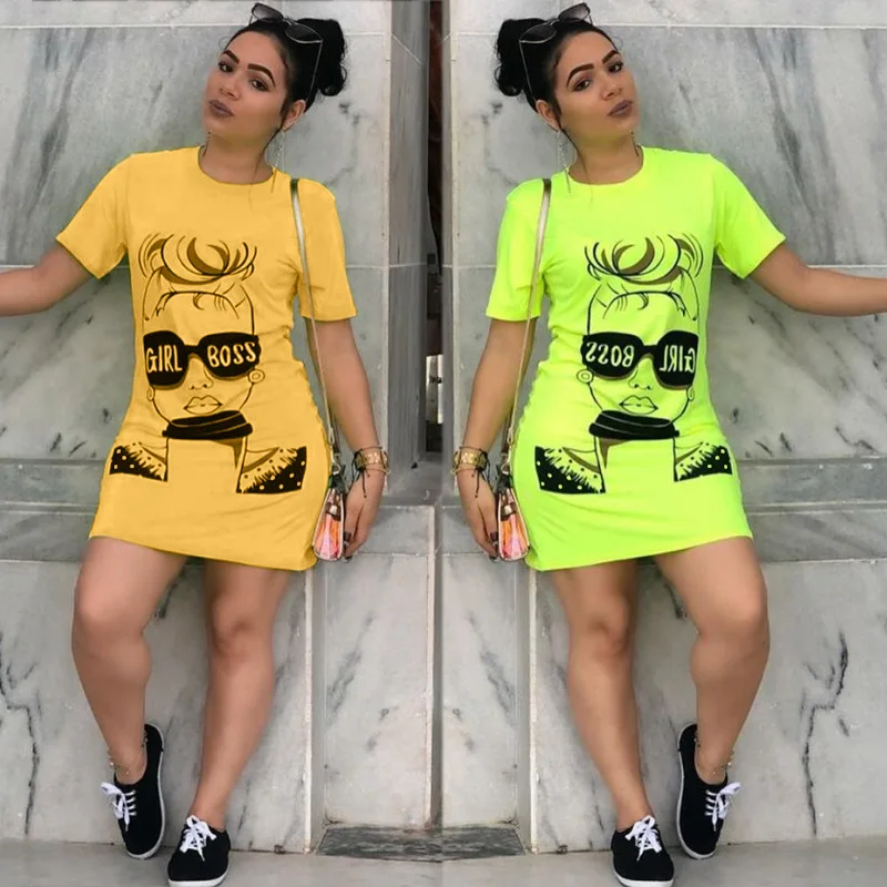 

European And American Fashion Summer Women Fashion Casual Queen Print Dress