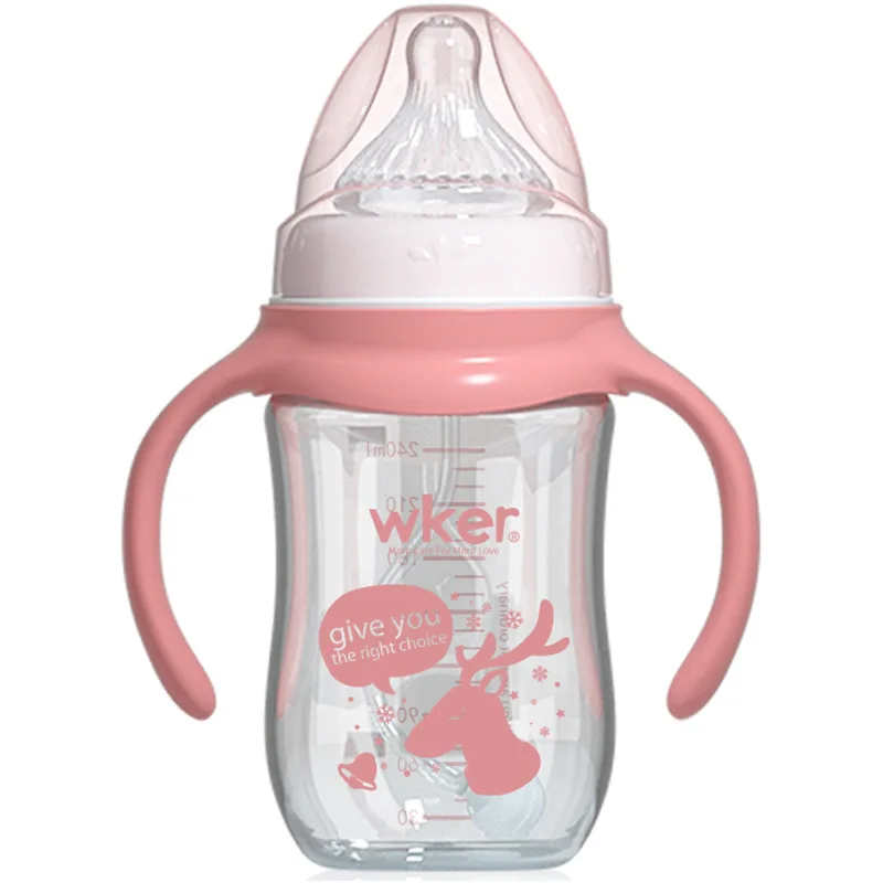 

Hot sale baby PP feeding bottle 300ML1 bottle 3 with newborn supplies straw duckbill wide caliber food grade BPA free