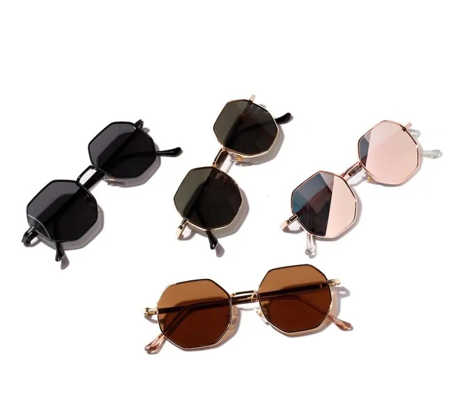 

WIIPU women vintage sunglasses men metal gold green brown 2020 male octagonal sun glasses for ladies polygon uv400