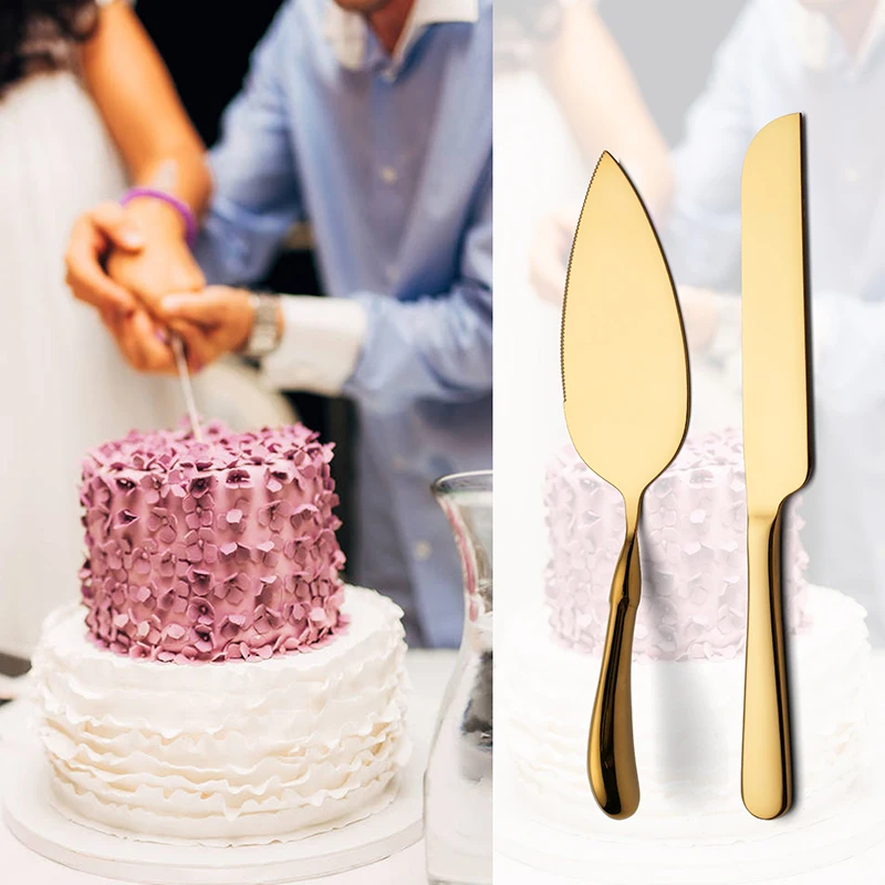 

amazon top seller 2021 wedding cake knife set stainless steel gold cake knife and server set cake serving knife, Silver/gold/rose gold/colorful/black