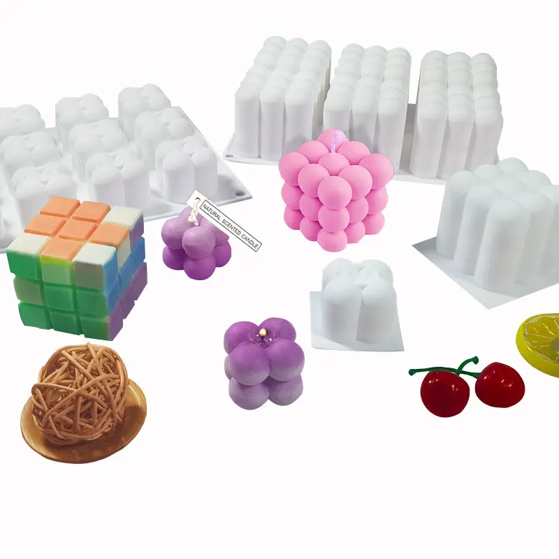 

AO1003 New style Square Rubik's Cube candle resin silicone mold Soy wax DIY material silicone mold, White