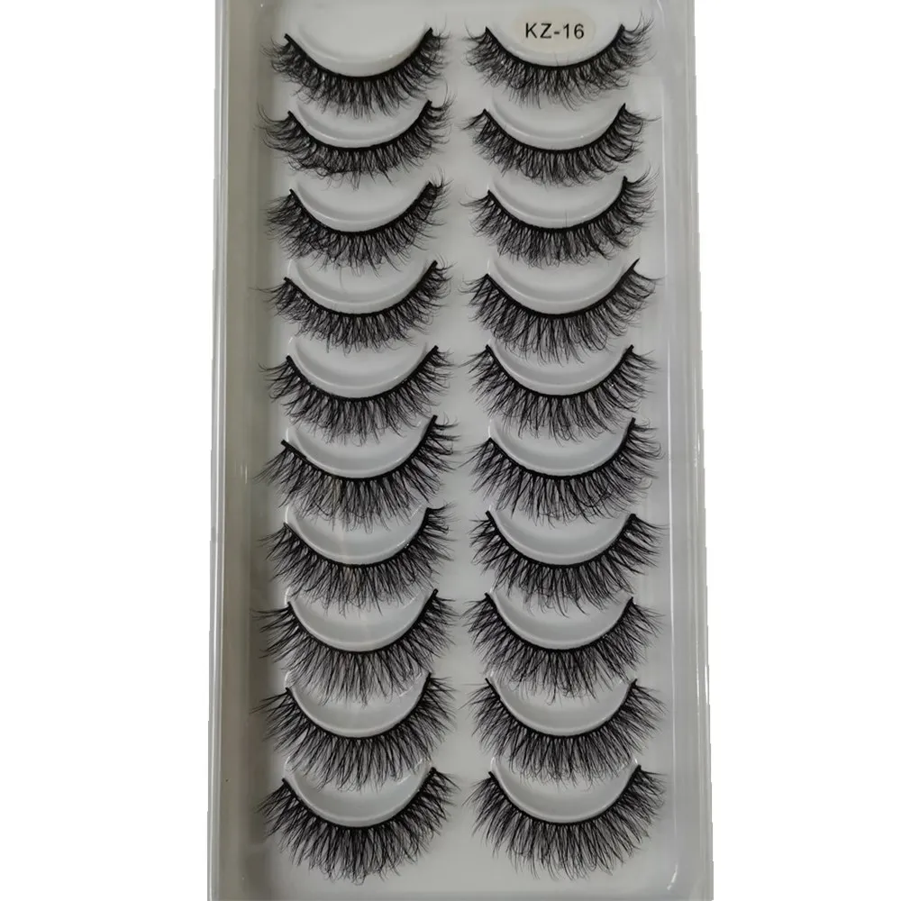 

private label 15mm fluffy eyelashes 10 pairs false strips lashes 3d siberian fake eyelashes