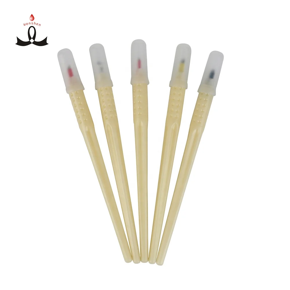 

White Classic Disposable Microblading Pen With Standard 0.25mm 0.20mm Blades For Eyebrow Eyeliner Lips