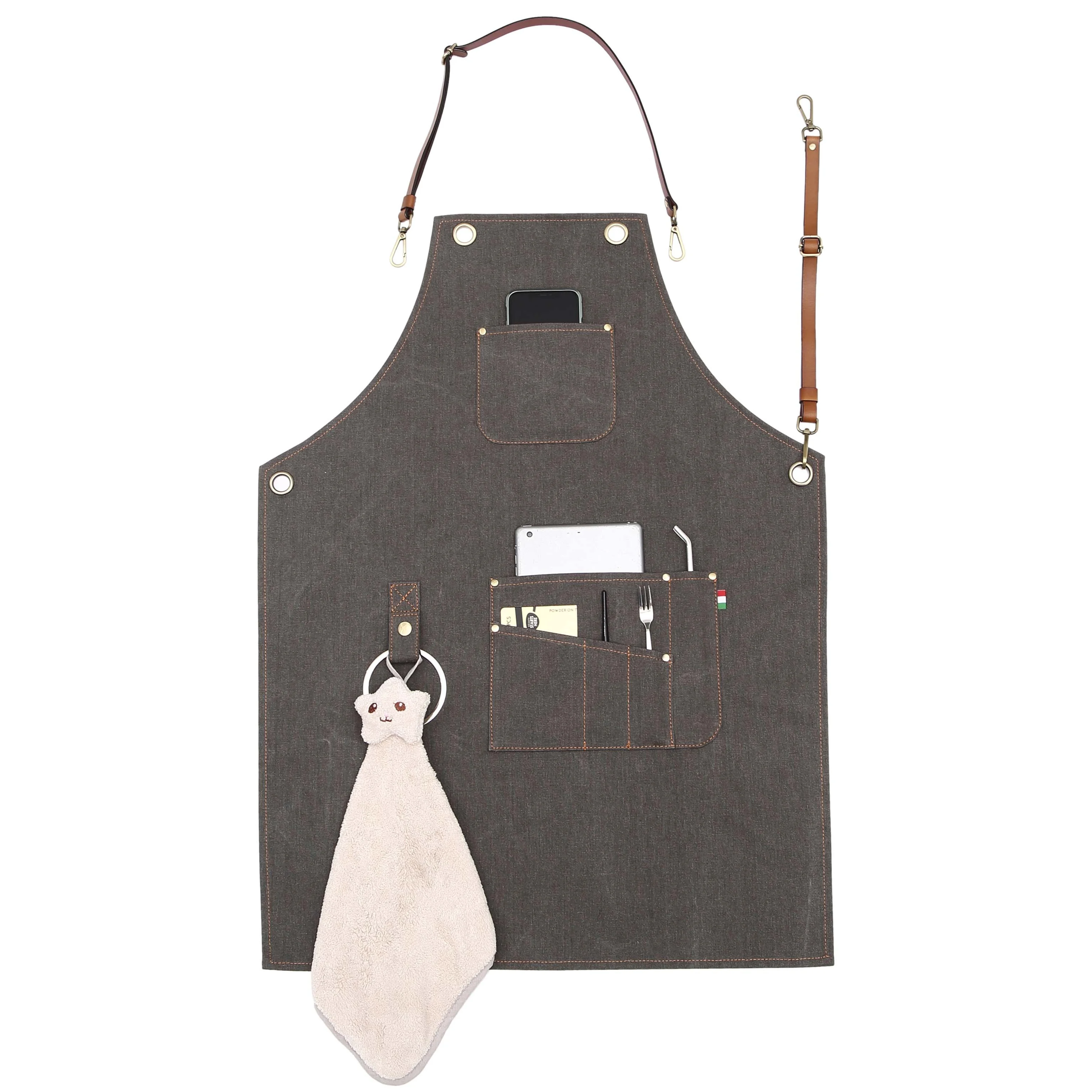 

SunYue Waxed Canvas Apron For Men Heavy Duty Canvas Aprons BBQ, Can be customized