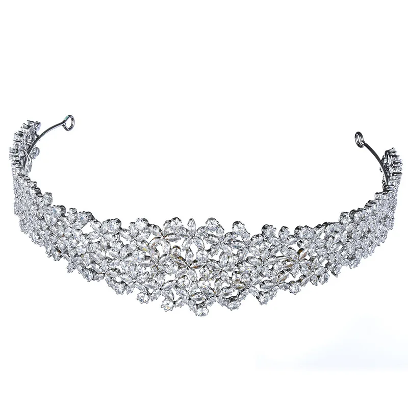 

girl bride to be Wedding luxury High Quality CZ Zircon taias and jewelry crowns, Sliver