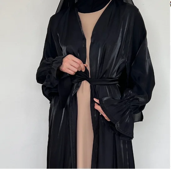 

muslim Middle Eastern Arabic open abaya cardigan new design long satin abaya for women muslim
