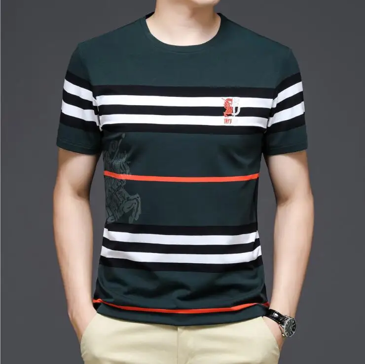 

Wholesale Men's Short Sleeve T-shirt Lapel Striped POLO T-shirts