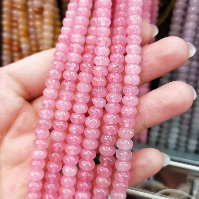 

Wholesale Pink Rose Quartz Natural Rondelle Strands Jasper Beads Bead Disc Wheel Gemstone Jewellery For Men's Jewelry Making, Rose quartz beads strands