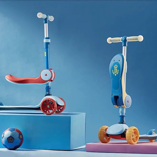 

CL height adjustable kids kick scooter with seat children, Blue&yellow, blue&red