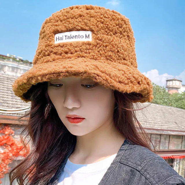 

Hat Lady Winter Teddy Lambskin Fisherman Hat Korean Wild Student Fashion Warm Hat, Multicolored