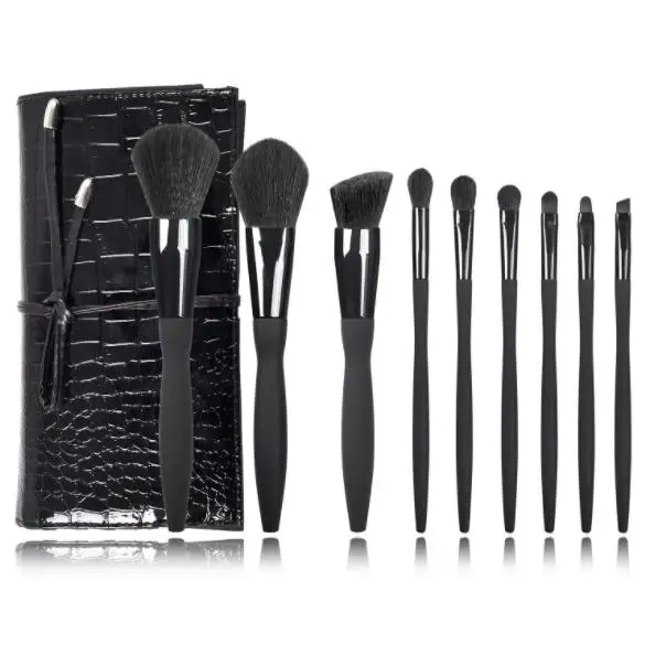 

Forsense High Quality Professional Hot Selling Luxury Black 9pcs Cosmetics Makeup Brush Set With Crocodile Bag