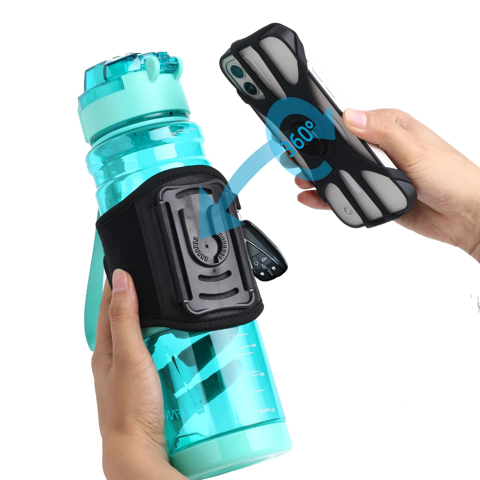 

Professinal NEW 360 adjustable neoprene water bottle holder water bottle strap Sports kettle mobile phone holder, Black