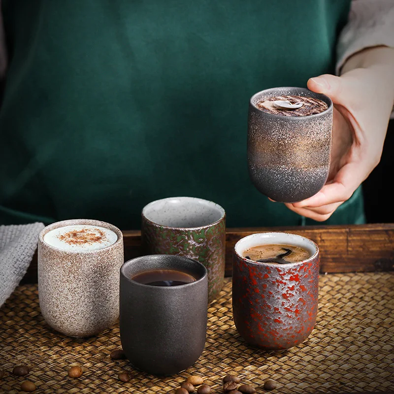 

120ml Japanese Ceramic Tea Cup Porcelain Coffee Mug Rough Pottery Kung Fu Tea Cup Large Stoneware Teaware Drinkware Pottery Cups, As photo showed