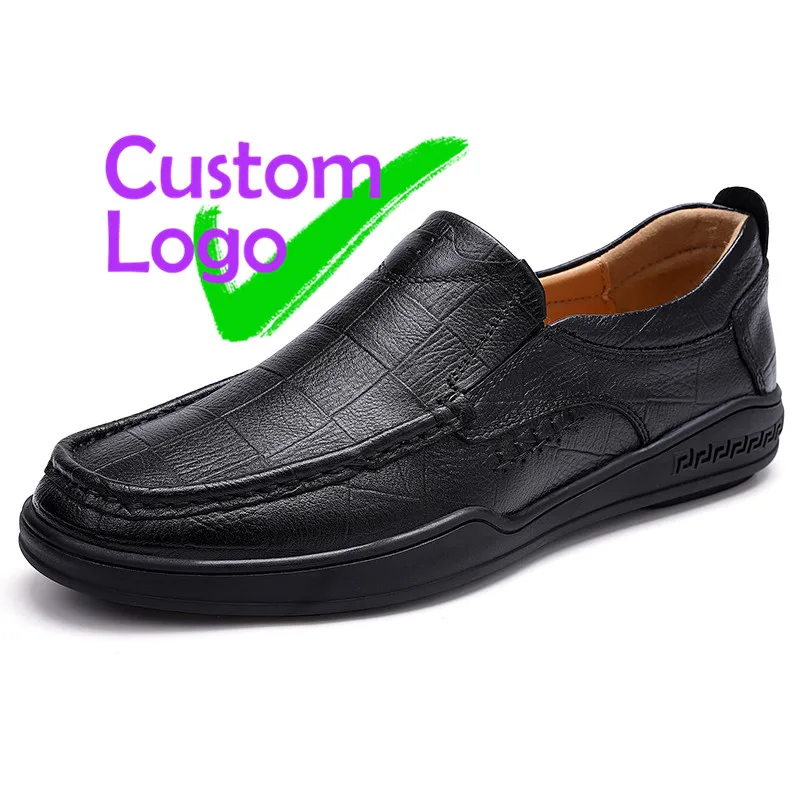 

Erkek Leather Shoes Casual Cher Slip-on Leather Shoes For Men Flat Designers Formal Leather Shoes Loafers low cut Black comfort