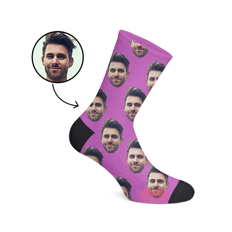 

OEM Full Printing Purple Face Pattern Custom 360 Print Socks