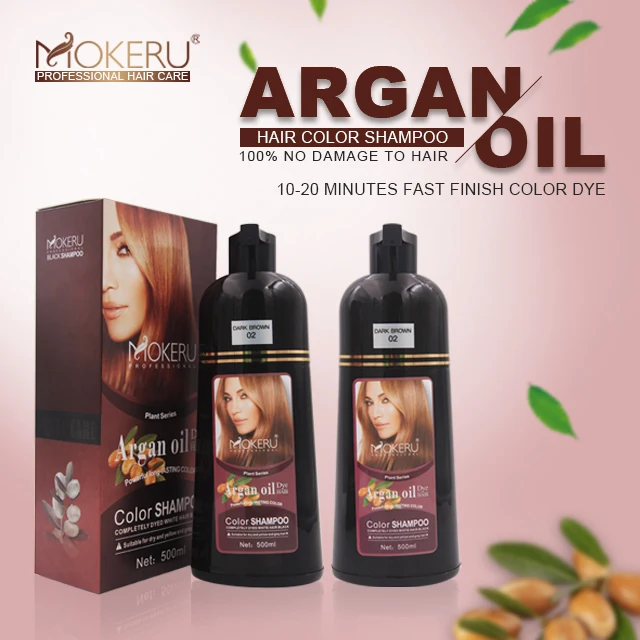 
Mokeru 500ml Natural Argan oil Color Dye Shampoo Fast Dye Hair with Herbal Extract Grey Hair Permanent Treatment 