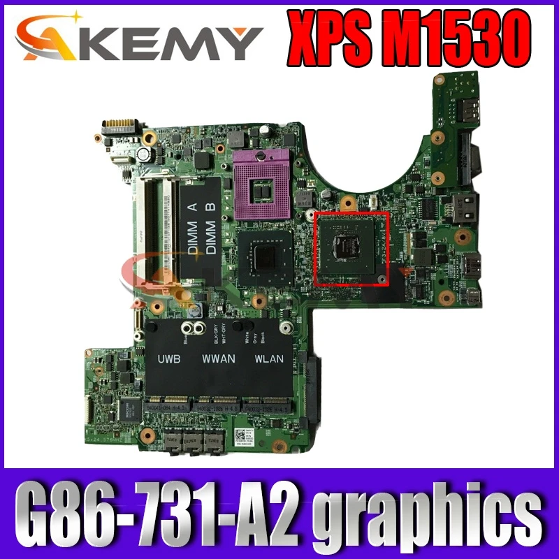 

Akemy CN-0F124F 0F124F F124F For Dell XPS M1530 Laptop Motherboard DDR2 965PM G86-731-A2 update graphics Free CPU