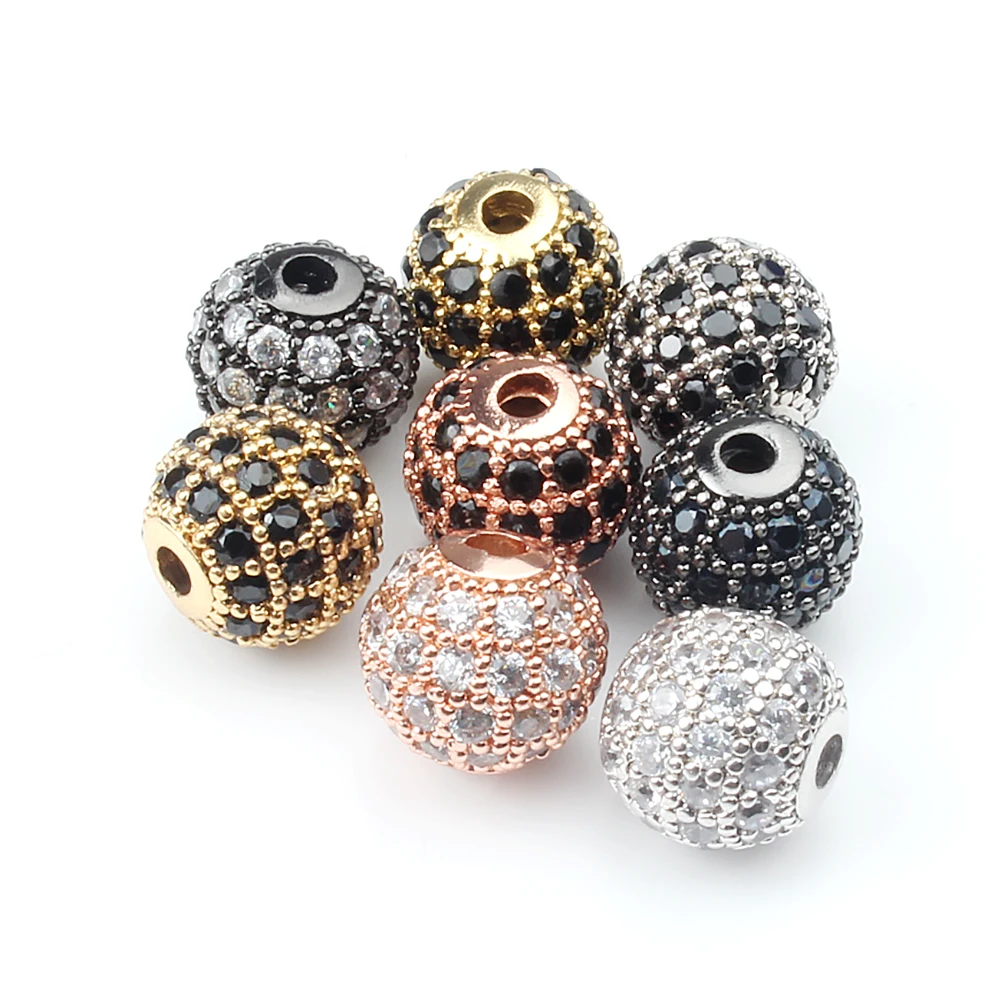 

Wholesale 4MM Brass Micro Pave CZ Charms Beads Metal Cubic Zircon Zirconia Beads for Jewelry Making