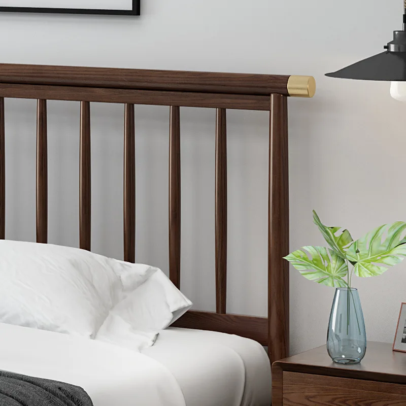 product-Luxury Bedroom Set Furniture elegant walnut color wooden modern beds designs sleeping house -3