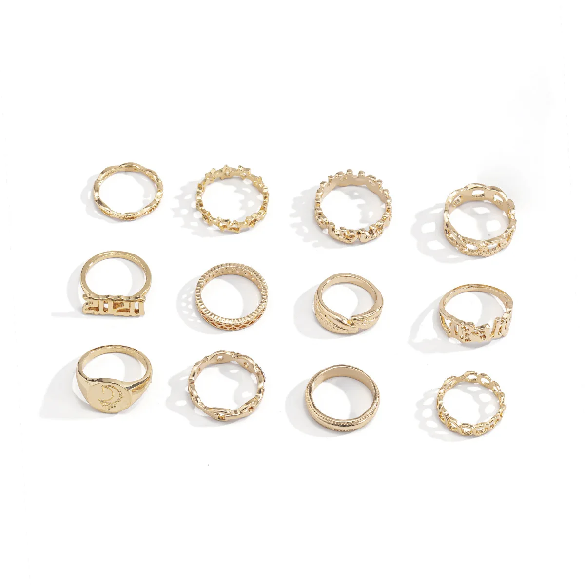 

Multi element combination chain hollow creative ring set fashionable temperament alloy ring