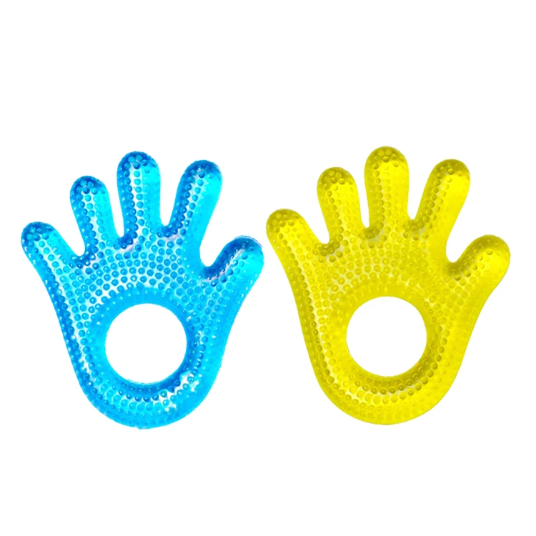 
2020 Wholesale Hands Shape Baby Teething Toys Cute Baby Teether Ice Ring Teether 