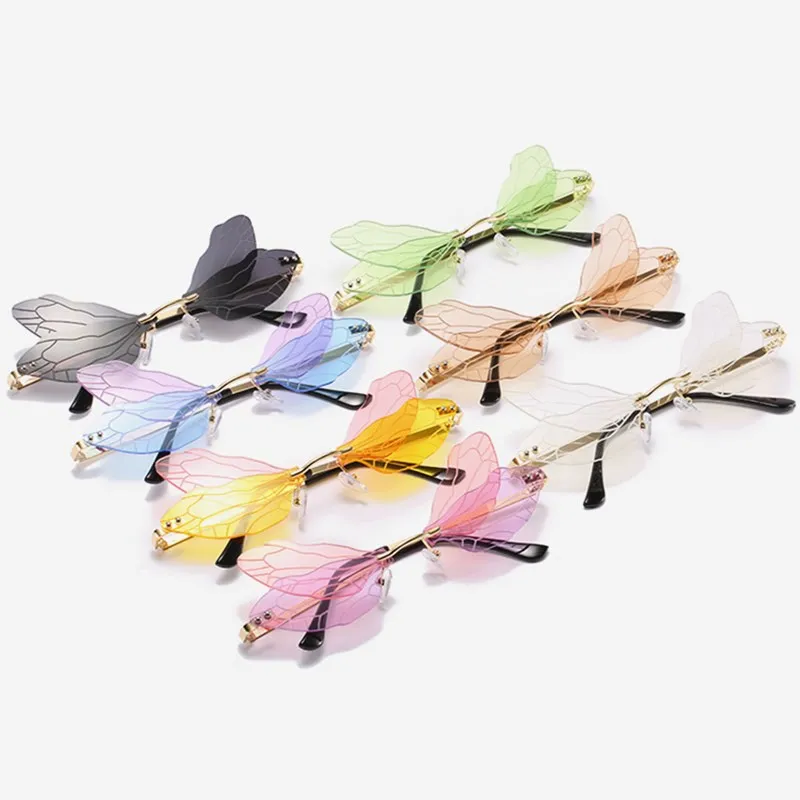 

DLL9085 DL 2021 Custom Logo Oversized Handmade Women Luxury Butterfly rimless Sunglasses River