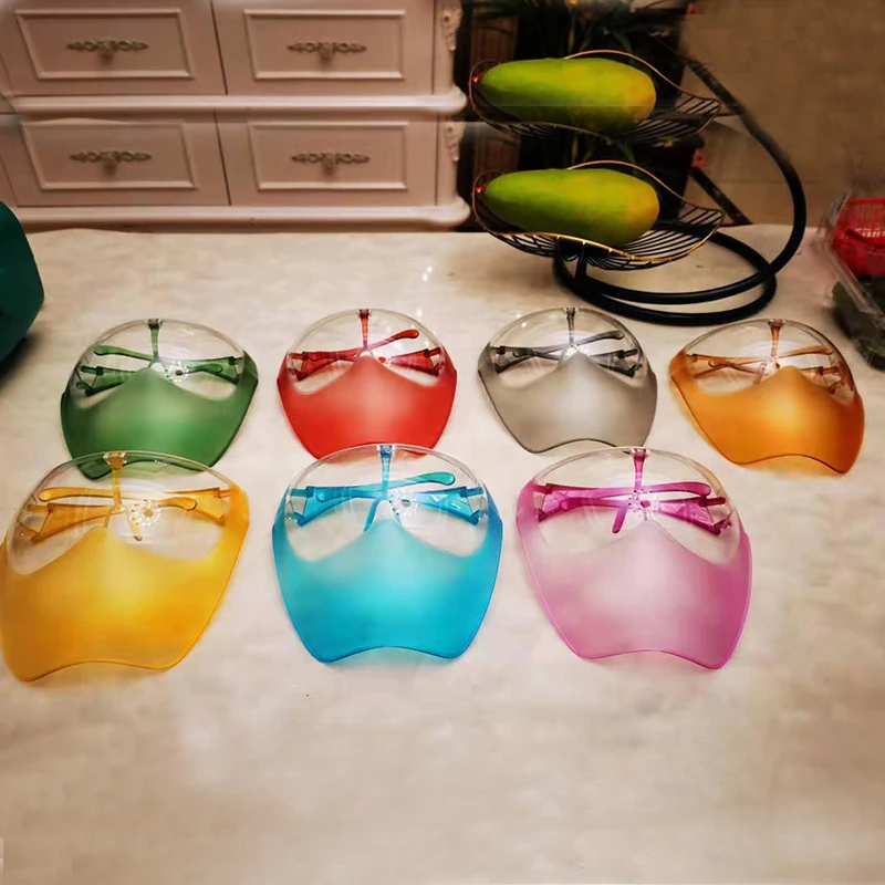 

Safety clear face mask windproof custom logo colorful frosted face shield anti fog protective full face shield with glasses, Picture shows