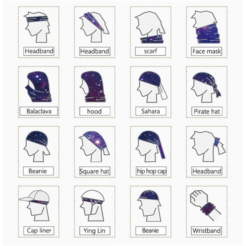 Hiking Scarves Starry Sky Digital Printing Outdoor Riding Mask Magic Turban Multipurpose Breathable Outdoor Sport Bandana