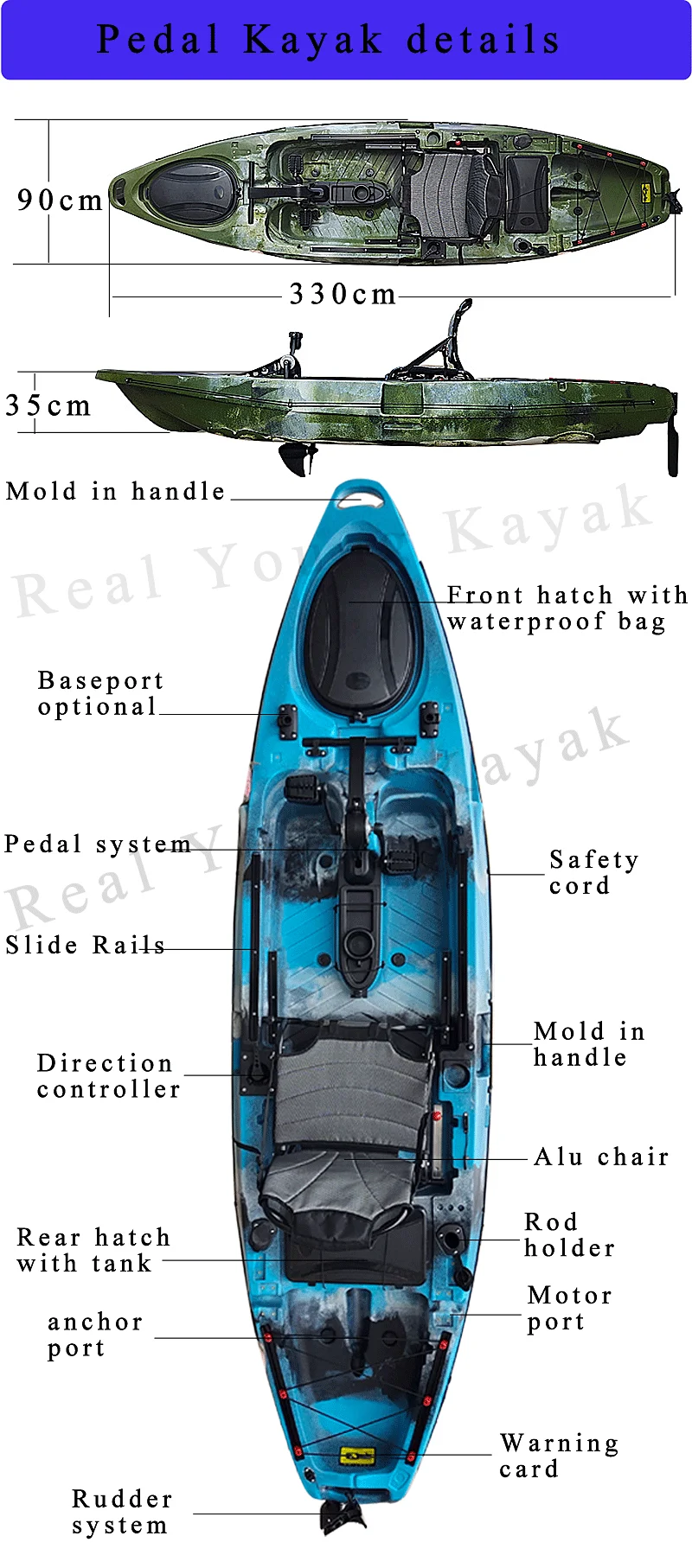 Newly Designed 11ft Single Pedal Drive Propulsion Ocean Fishing Kayak