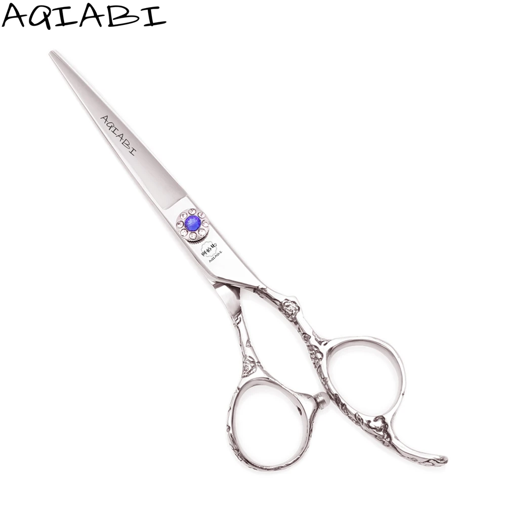AQIABI Brand 5.5'' 6'' JP Stainless A9002 Barber Cutting Scissors Sharp Hairdresser Haircut Thinning Scissors with Plum Handle