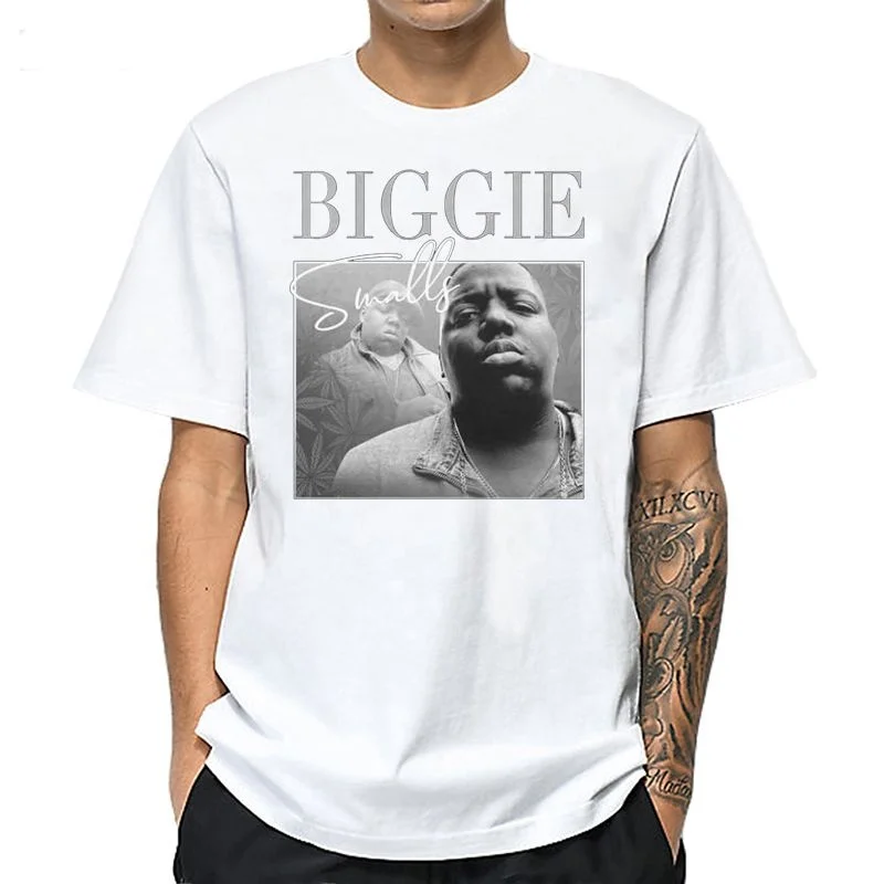 

Wholesale Tupac Biggie Smalls T-Shirt Printed White Cotton Oversized Custom Brand Hip Hop Men's T Shirt